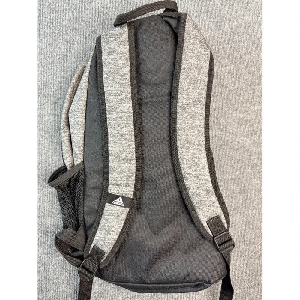 Adidas Threestripelife Backpack Gray Heather Black School Gym Travel Bag - Picture 6 of 7